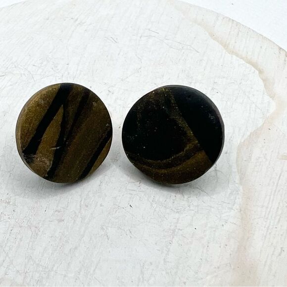 🍭6/$30 The Calico Collective Circle Wood Grain Post Earrings - Picture 1 of 5